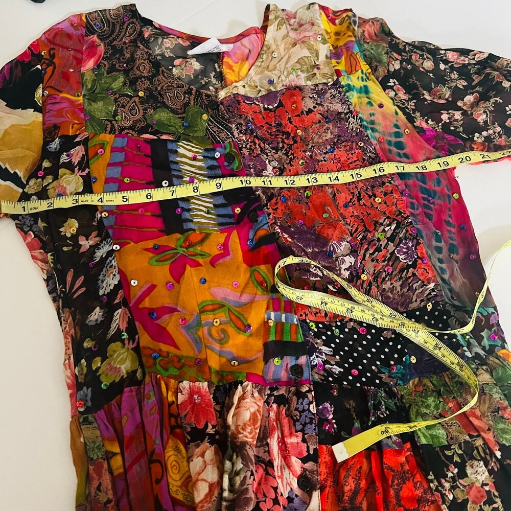 Zero Zero Multicolored Beaded Button Up Long Slee… - image 5